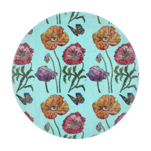 Planche À Découper Pale Blue Shabby Poppy Décor Floral Poppies Art