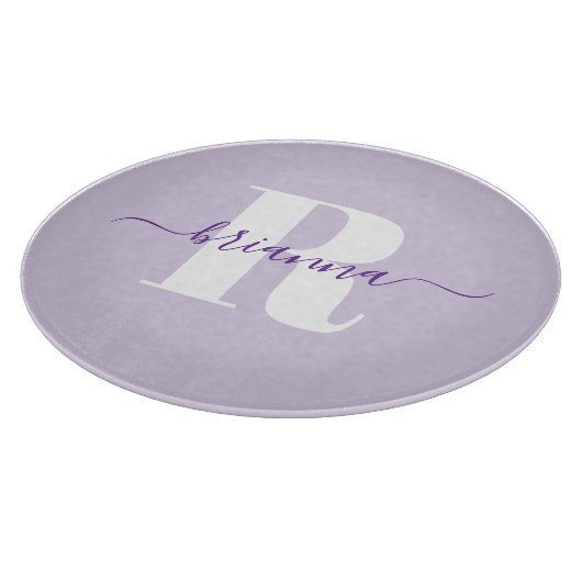 Planche À Découper Pale Purple Nom de script Bold Monogramme (Coin)