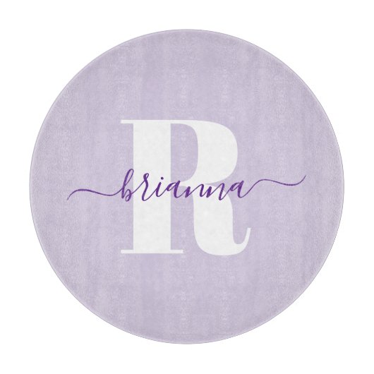 Planche À Découper Pale Purple Nom de script Bold Monogramme (Devant)