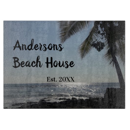 Planche À Découper Palm Tree Ocean Nom de famille (Devant)