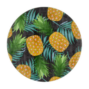 Planche À Découper Palmiers à ananas Tapisserie noire