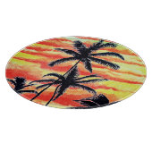 Planche À Découper Palmiers de Coco-Coques Couchés De Soleil Hawaïen (Coin)