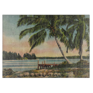 Planche À Découper Palmiers de coco vintage Brise tropicale Coucher d