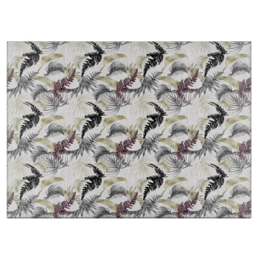 Planche À Découper Palmiers tropicaux, Ferne au vin et noir (Devant)