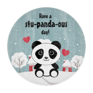 Planche À Découper Panda Bébé Cute En Hiver Gris Neige