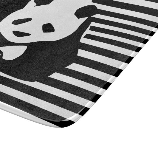 Planche À Découper Panda et rayures noirs et blancs (Coin)
