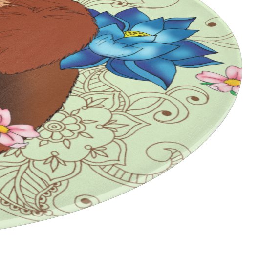 Planche À Découper Panda Rouge Lotus Fleurs Henné (Coin)