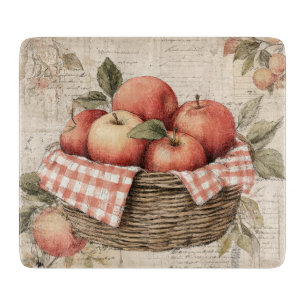 Planche À Découper Panier à design champêtre vintage avec pommes