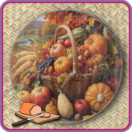 PLANCHE À DÉCOUPER - Panier débordant de fruits et
