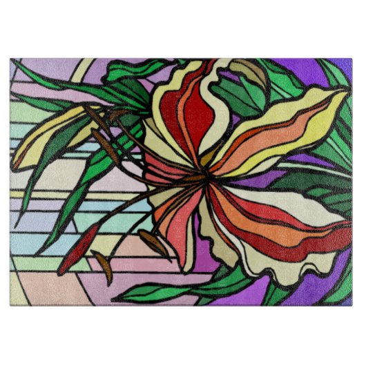 Planche À Découper Panneau de découpe de lys en verre (Devant)