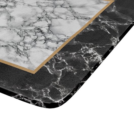 Planche À Découper Panneau de découpe en pierre de marbre blanc noir (Coin)