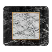 Planche À Découper Panneau de découpe en pierre de marbre blanc noir (Devant)