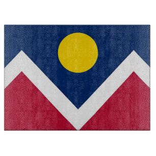 Planche À Découper Panneau de découpe en verre avec Drapeau de Denver