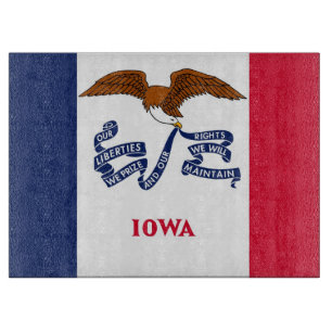 Planche À Découper Panneau de découpe en verre avec Drapeau de l'Iowa