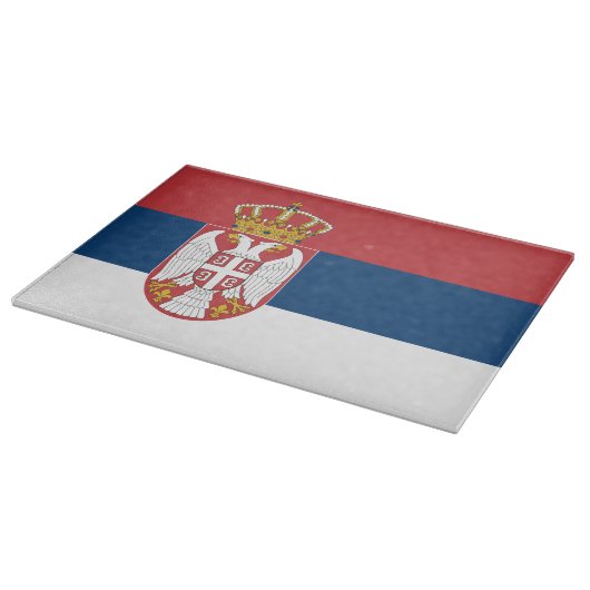 Planche À Découper Panneau de découpe en verre avec Drapeau de Serbie (Coin)