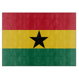 Planche À Découper Panneau de découpe en verre avec Drapeau du Ghana