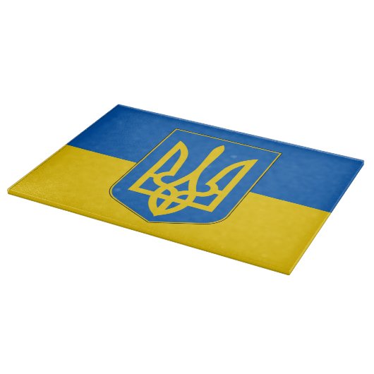Planche À Découper Panneau de découpe en verre avec Drapeau d'Ukraine (Coin)