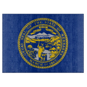 Planche À Découper Panneau de découpe en verre avec Drapeau Nebraska 