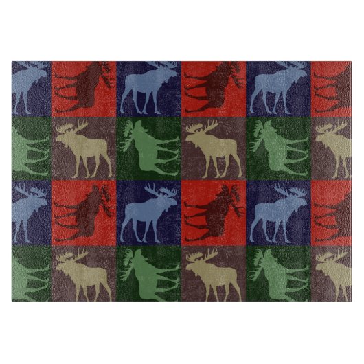 Planche À Découper Panneau de découpe en verre carré d'orignal rustiq (Devant)