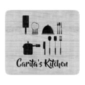 Planche À Découper Panneau de découpe en verre de bois blanc personna (Devant)