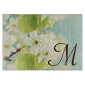 Planche À Découper Panneau de découpe en verre Monogramme en fleur de (Devant)