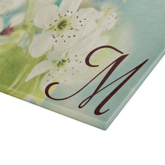 Planche À Découper Panneau de découpe en verre Monogramme en fleur de (Coin)