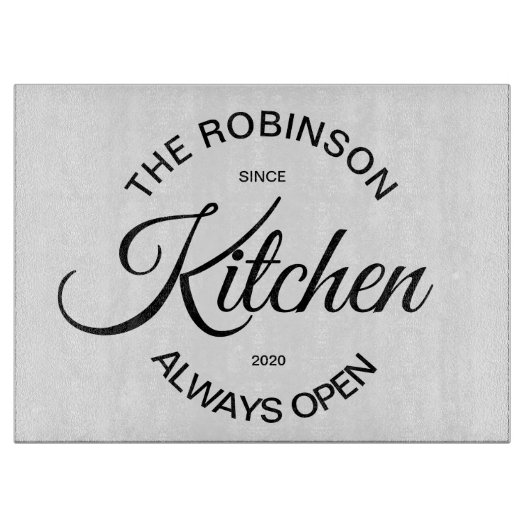 Planche À Découper Panneau de découpe en verre - Nom de famille (Devant)