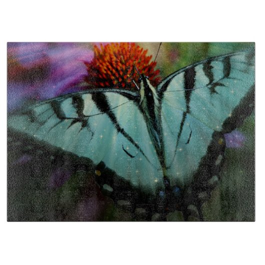Planche À Découper Panneau de découpe en verre papillon (Devant)