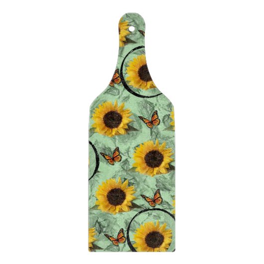 Planche À Découper Panneau de découpe en verre Papillon de tournesol (Devant)