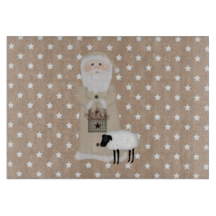 Planche À Découper Panneau de découpe en verre Père Noël primitif