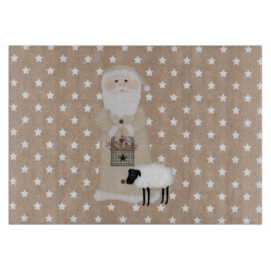 Planche À Découper Panneau de découpe en verre Père Noël primitif (Devant)