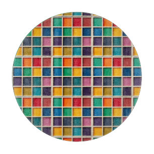 Planche À Découper Panneau de grille géométrique coloré