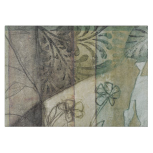 Planche À Découper Panneau de jardin avec Feuilles, fleurs et herbe