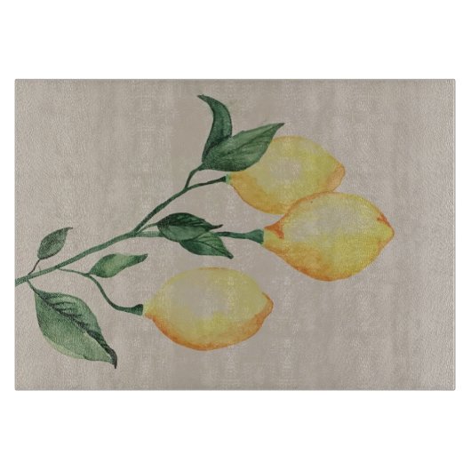 Planche À Découper Panneau décoratif de découpe en verre citron 8x11" (Devant)