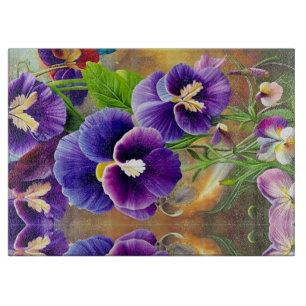 Planche À Découper Pansies violettes -AI ART