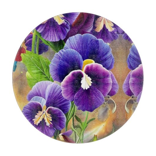 Planche À Découper Pansies violettes -AI ART (Devant)