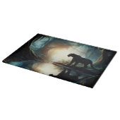 Planche À Découper Panthère noire réfléchie dans l'eau dans la glace  (Coin)