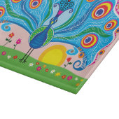 Planche À Découper Paon avec des fleurs (Coin)