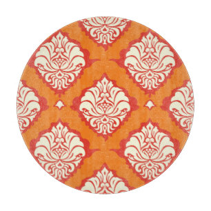 Planche À Découper Papier peint orange damassé : floral sans soudure.