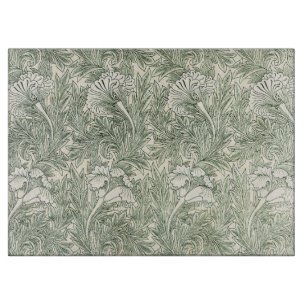 Planche À Découper Papier peint tulipe classique vert de William Morr