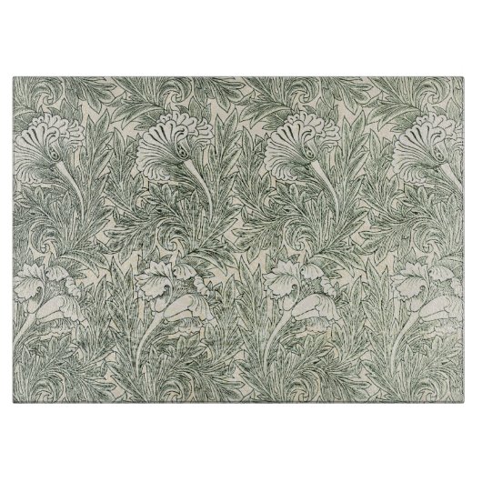 Planche À Découper Papier peint tulipe classique vert de William Morr (Devant)