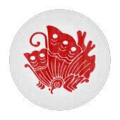 Planche À Découper Papillon asiatique Japonais Conception Kamon (Devant)