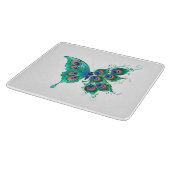 Planche À Découper Papillon aux plumes de paon vert (Coin)