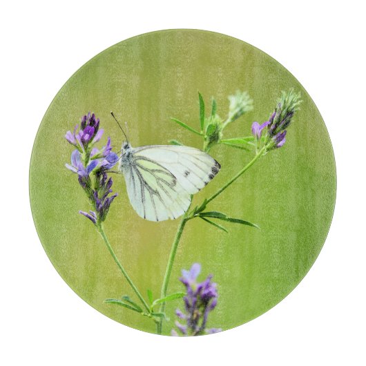 Planche À Découper Papillon Blanc à Veines Vertes (Devant)