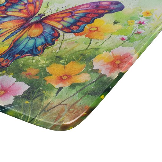 Planche À Découper Papillon Bleu Orange ailes (Coin)