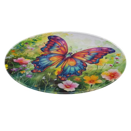 Planche À Découper Papillon Bleu Orange ailes (Coin)