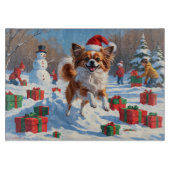 Planche À Découper Papillon Chien courant dans la neige avec Casquett (Devant)