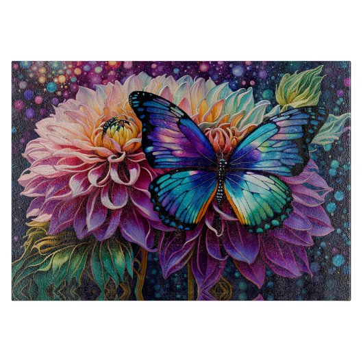 Planche À Découper Papillon Dahlia Et Iridescente (Devant)