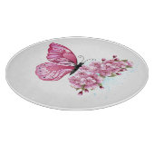 Planche À Découper Papillon de fleurs avec Sakura rose (Coin)