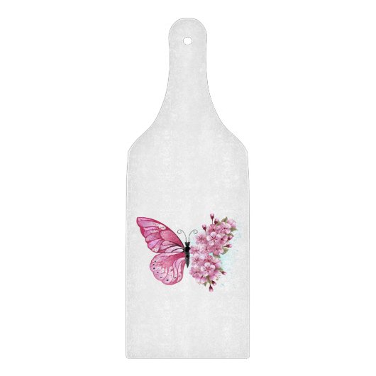 Planche À Découper Papillon de fleurs avec Sakura rose (Devant)